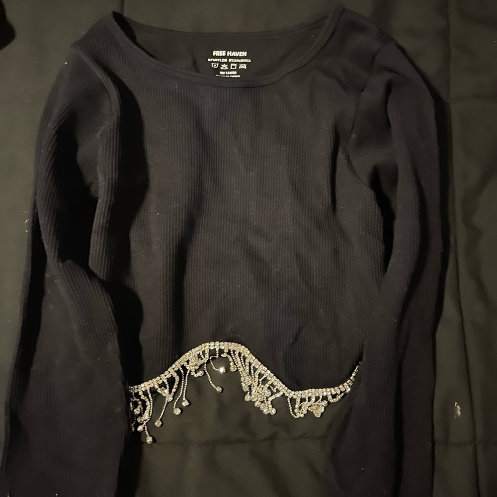 Black Beaded Women's Top